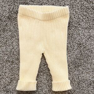 NWOT Hanna Andersson Cream Ribbed Knit Pants, 0-3 months